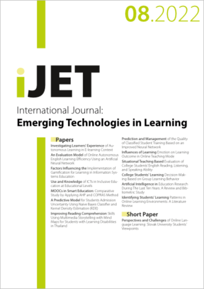 Cover iJET Vol. 17 No. 08 (2022)