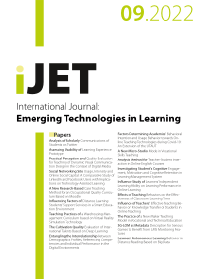 Cover iJET Vol. 17 No. 09 (2022)