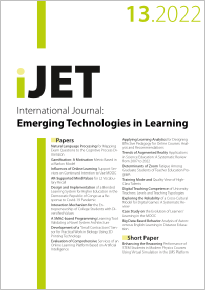 Cover iJET Vol. 17 No. 13 (2022)
