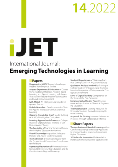 Cover iJET Vol. 17 No. 14 (2022)