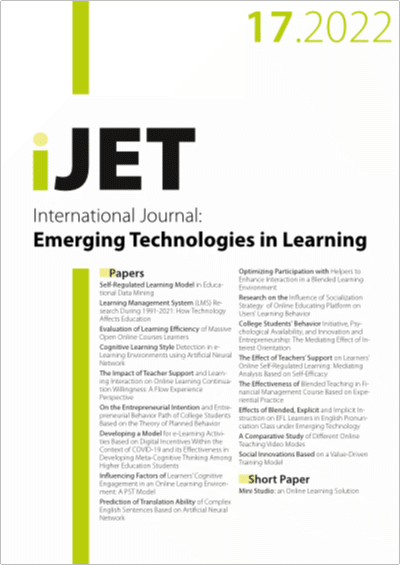 Cover iJET Vol. 17 No. 17 (2022)