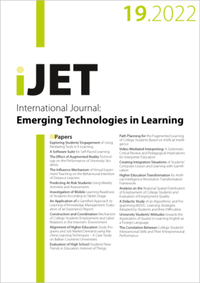 Cover iJET Vol. 17 No. 19 (2022)