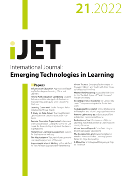 Cover iJET Vol. 17 No. 21 (2022)