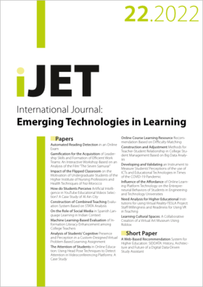 Cover iJET Vol. 17 No. 22 (2022)
